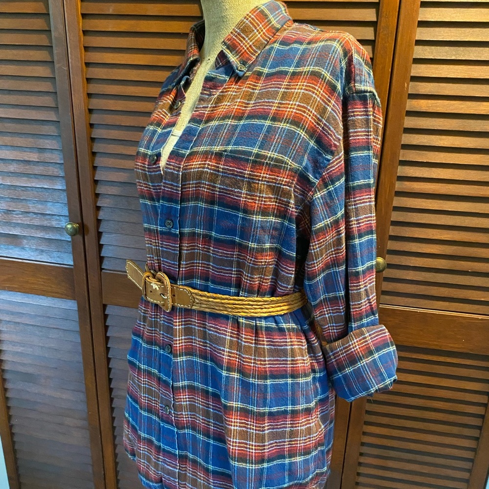 Lands’ End Plaid Cotton Flannel Button Down